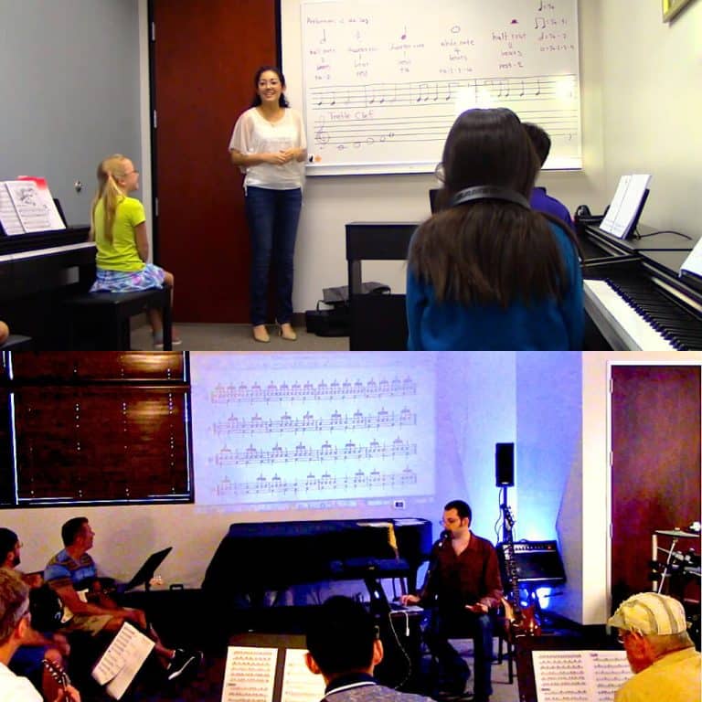 Music theory lesson for kids and adult piano practice group