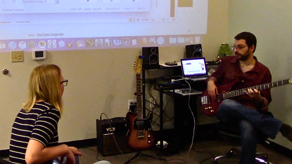 Matt and Kendall in bass class
